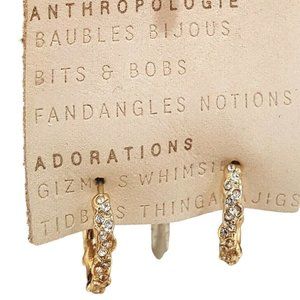 Anthropologie Women's Small Gold Tone Jeweled Hoop Earrings NWT